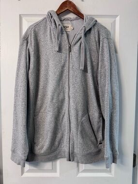 UGG Men's Light Gray Zip-Up Hoodie Sweater